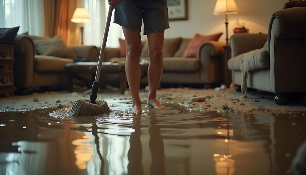 Flooded living room